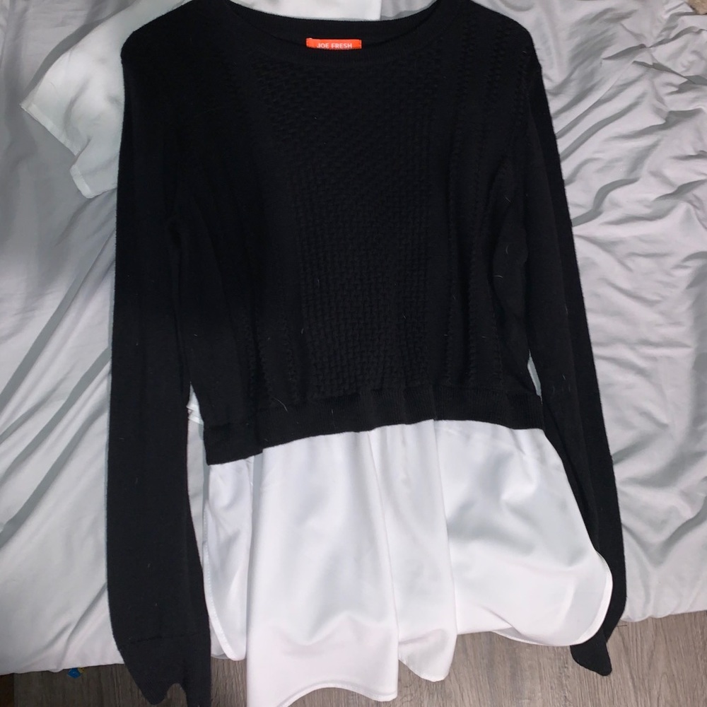 joe fresh black and white sweater-blouse